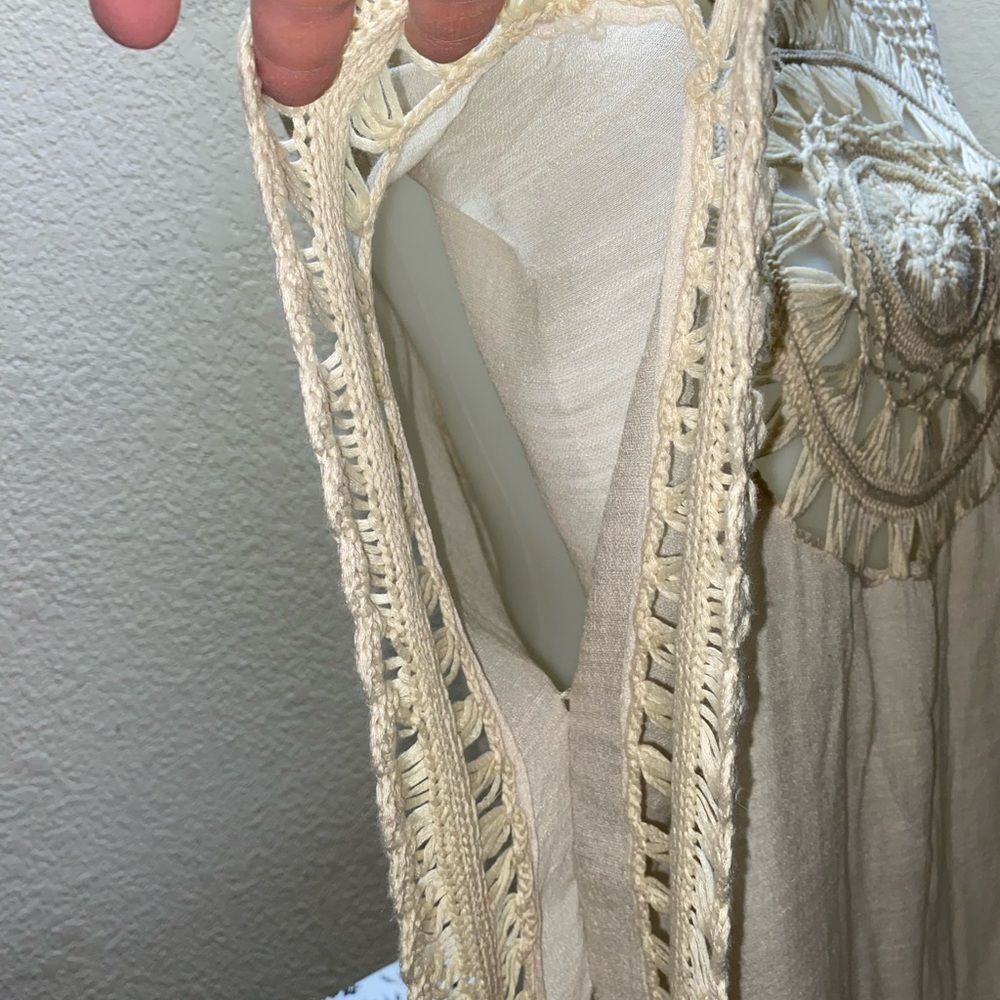 * bohemian tan Crochet Tunic size 1X with crochet trim - Picture 6 of 9